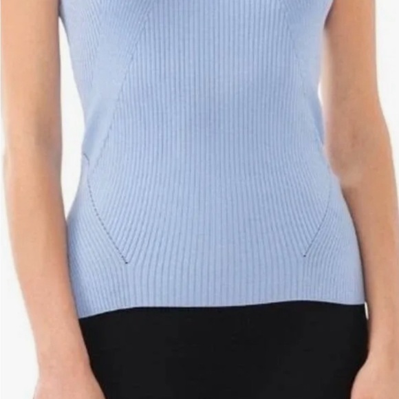Halogen Blue Ribbed Fitted Sleeveless Tank Top by Halogen   XL - Picture 2 of 11